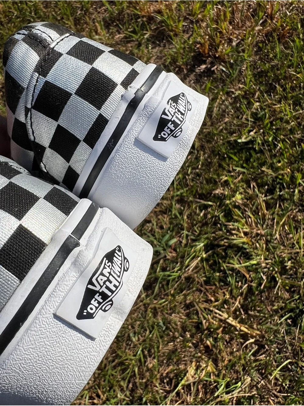 CLEAN Vans size 7.5 Mens Slip On Checkerboard Silver shoes